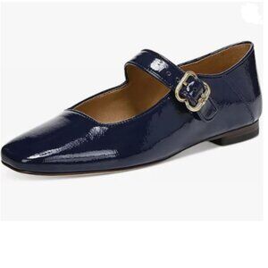 FYS Navy Square Toe Mary Jane Pumps Flats Ballets Buckled Dress Daily Shoes